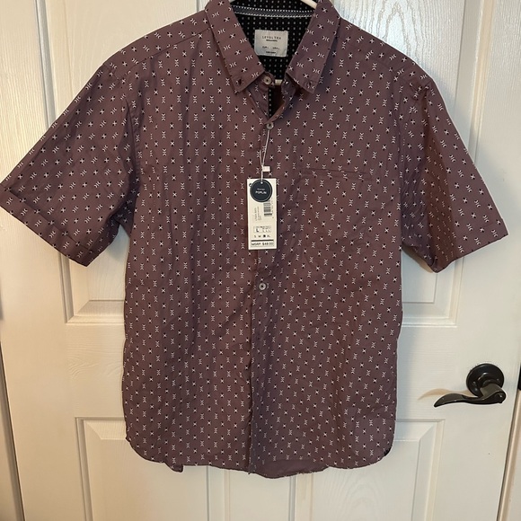 Level Ten Purple Casual Button Down Shirt with Geometric Pattern - Picture 1 of 6